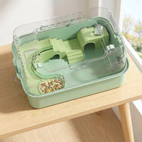 Large Hamster Cage with 2 Levels, Modern Style Acrylic Hamster Habitat, Detachable Square Shape Design with Tunnels for Small Pet Burrowing