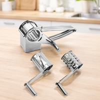 Manual metal cheese grater with two drums