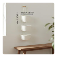 3 tiers Hanging Basket Space-Saving Woven Rope Storage Basket Versatile Tiered Wall Hanging Organizer for Nursery