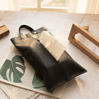 Storage Bag for Car Interior Accessories and Home Office, PU Leather Sun Visor Paper Storage Case, Hanging Car Tissue Holder, Modern Style 1pc