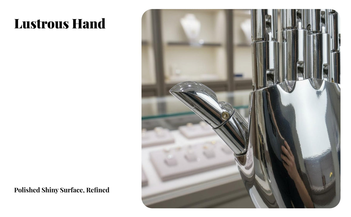 High Gloss Surface Electroplated Hand Model Elegant Decoration Jewelry Display Hand Stable Base Bracelet Holder Stand Stylish Design for Retailers, Crafting Professionals, Collectors, Trade Exhibition Booth, Trade Exhibition S, Countertop, Dressing Table