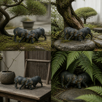 Miniature Resin Buffalo Figurine for Micro Landscape and Garden Decor