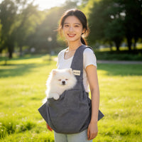 Crossbody Pet Pouch Storage Pockets Adjustable Shoulder Pet Carrier Front Pocket Cat Crossbody Bag for Travel, Outdoor, Shopping
