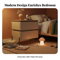 Solid Wood Frame 2-Drawer Nightstand Modern Design 2-Drawer End Table Sturdy Construction Bedroom Furniture Minimalist Design for Homeowners, Apartment Dwellers, Bedside, Dorm Room, Entryway, Office