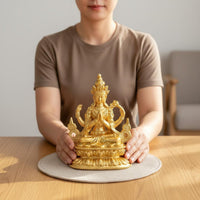 Gilt Buddha Figurine Collectible Small Buddha Decoration Feng Shui Statue Intricate Designs Small Lotus-Born Idol for Tea Room