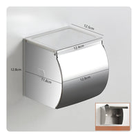 Bathroom Tissue Dispenser with Cover Rustproof Toilet Roll Holder with Shelf Hardware Modern Compact for Bathroom