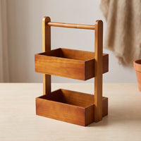 Desktop Organizer with Handle Compact Desk Organizer Shelf Space-Saving Two-Tier Storage Rack for Vanity, Washroom Counter