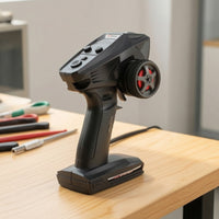 Replacement RC Transmitter with Steering Wheel Dual-Rate Adjustment Pistol Grip Transmitter Ergonomic Pistol Grip Controller Textured for Hobbyists, Racing Practice, Bench Setup
