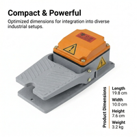 Industrial Momentary Foot Pedal Switch, CE Certified Heavy Duty Aluminum Foot Pedal, Waterproof Aluminum Alloy, 240VAC 15A