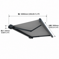 Full Cassette Awning 500cm×300cm, Manual Crank Type, Aluminum Alloy, Sun Shade, Outdoor, For Balcony & Terrace, Gray