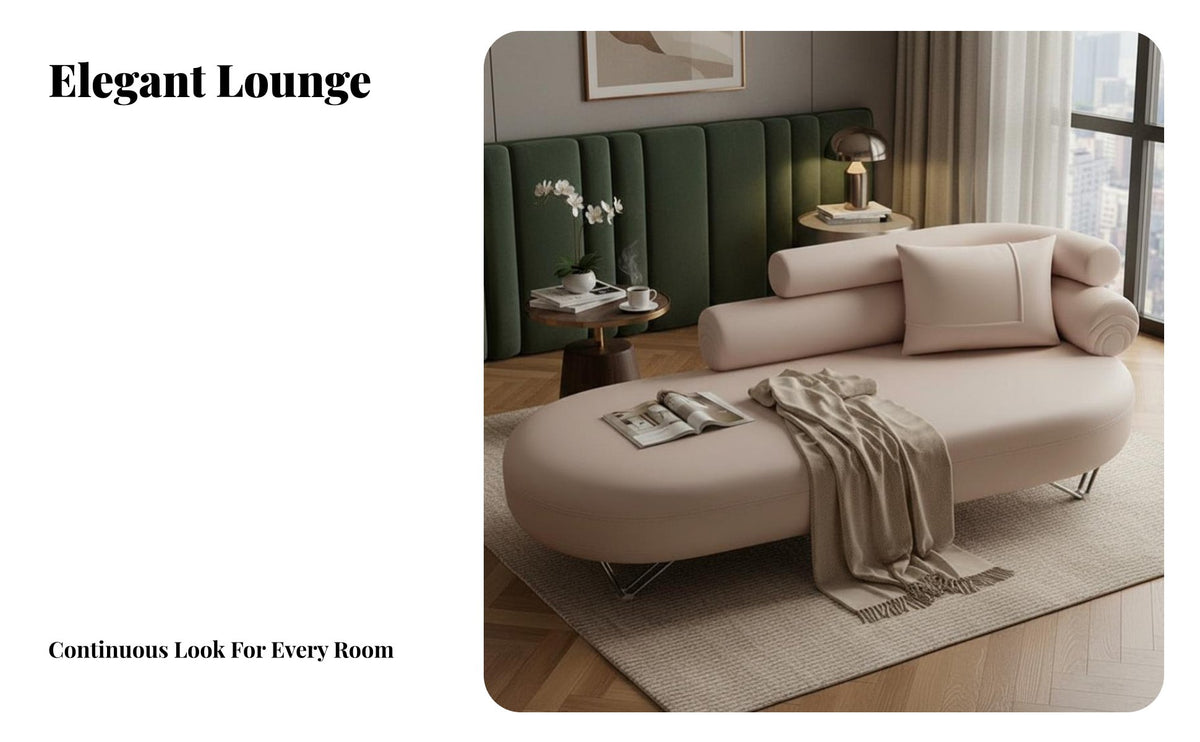 Italian Design archedd Chaise Lounge Minimalist aesthetic Ergonomic Chaise Plush Upholstery Indoor Furniture Sculptural Form for Homeowners, Interior Designers, partners, Living Room, Relaxation, perusing alcove, film viewings
