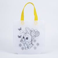 Easter Double-Sided Coloring Tote Bag DIY Craft Project - Easter Bunny Non-Woven Graffiti Bag for Preschoolers | Easter Party Favors & Kids' Creativity Development