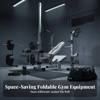 Heavy-Duty Steel Construction Adjustable Squat Rack Bench Press High Load Bearing Adjustable Weight Bench Press Station Space-Saving Weightlifting Bed Foldable Design
