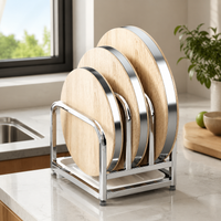 Cutting Board and Pot Lid Holder, Thickened Silver Steel, Hygienic Kitchen Drainer, Multifunctional Countertop Organizer