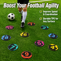 10 Number Training Discs, 20cm Football Training Discs, Agility Sports Marker Discs, Stackable Mixed Bright Colours for PE Equipment