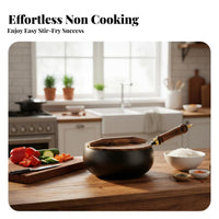 Traditional Iron Wok No Coating Chinese Iron Wok Deep Stir Fry Pan Naturally Non-Stick Thickened Frame for Gas Cooktop