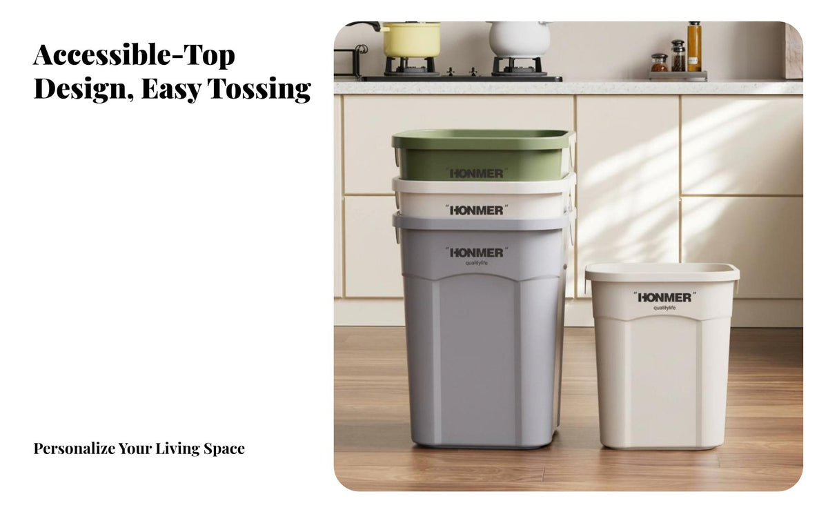 Plastic Trash Can Basic Design Plastic Garbage Can Lidless Top Wastebasket Modern Minimalist Waste Basket Long-Lasting