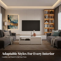 Minimalist Design Sliding Door TV Cabinet Modern Aesthetic Living Room Furniture Space-Saving Media Console Floor-Standing for Small Apartment Dwellers, Homeowners, Families, Bedroom