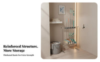 Stainless Steel Frame Mobile Mop and Broom Holder Water Water-Collecting Tray Mop Rack with Wheels Rust-Unrestricted Freestanding Broom Organizer Rack Sturdy Construction for Janitors, Laundry Room, School, Office, Basement