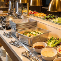 Perforated Pan with Lid, Stainless Steel Rectangular Food Pan and Buffet Pan, Full Drainage Design for Commercial Kitchen and Restaurant Supply