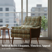Highsupport Design Upholstered highsupport armchair Vintage design Upholstered highsupport armchair Chair hardwood Wood Legs Single Sofa Comfortable Seating for Homeowners, Adults, Readers, Living Room, perusing corner, Bedroom, Home Office