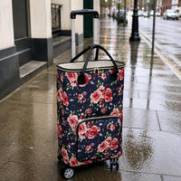 Foldable Rolling Shopping Cart with Wheels, Portable Grocery Utility Cart with Large Capacity Bag