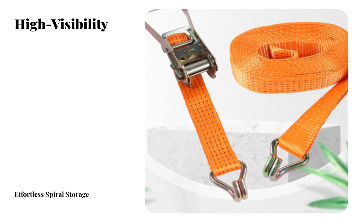 Ratchet Fastening Strap High Strength Double Hook Ratchet Strap Hardened Steel Hooks Transport Equipment for Truck Drivers, Trucking, Moving