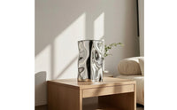 Stainless Steel Vase Silver Wavy Cylindrical Vase Sculptural Stainless Steel Vases for Decorators