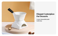 Chocolate Fondue Pot Easy to Clean Cheese Melting Pot Ceramic Fondue Set Dishwasher Safe Countertop Cookware Anti-Slip Design