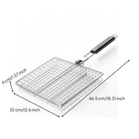 Electroplated Finish Folding Barbecue Grill Basket Long-Lasting Rectangular Wire-Mesh Grill Basket Locking Mechanism Outdoor Cooking Rustproof