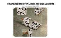 Distressed White Wall-Hanging Shovel Weathered Decorative Shovel Rust-Style Detailing Vintage Tin Sign Wooden Handle