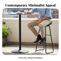 Modern Design Bar Height Table and Chair Set Weather-Resistant Sled Base High Stool Sturdy Construction Outdoor Furniture Rust-Proof for Homeowners, Business Owners, Couples, Balcony, Restaurant, Backyard, Garden