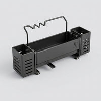 Bathroom and Kitchen Sink Organizer Made of Carbon Steel, Self-Draining Sponge Holder with Shelf for Dorm Students