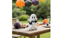 Halloween Ghost with Black Cat Cute Ghost Cat Figurine Tabletop Decoration Festive for Shelf, Desk, Party