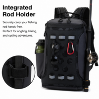Travel Backpack, Waterproof Fishing Rucksack with 3D Pocket, Multifunctional Fishing Bag for Anglers, 14 inch Laptop