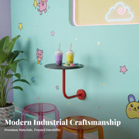 Industrial Design Wall-Mounted Round Table Wrought Iron Construction Booth Side Table Space-Saving Commercial Furniture Sturdy & Long-Lasting for Apartment Dwellers, Interior Designers, Coffee Shop, Restaurant, Small Areas, Balcony