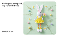 Beaded Leg Hare Soft Toy Farmhouse Aesthetic Dangle Leg Bunny Figure Boy and Girl Pair Easter Bunny Soft Toy for Tabletop, Mantelpiece, Tiered Tray