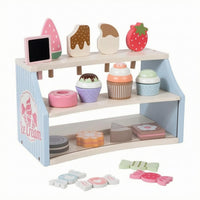 Wooden Dessert Shelf Rounded Edges Tea Party Play Set Gift Idea Toy Tea Party Set for Children