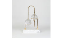 Desktop Ornament with Marble Base Modern Sculptural Ornament with Glass Orbs Gold-Toned Decorative Item Piece for Entryway