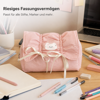 Cute Cat Bow Pencil Case for Students, Large Capacity Stationery Pouch