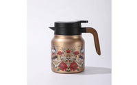Large Capacity Stainless Steel Insulated Teapot New Year Gift Blue Floral Thermal Carafe for Home, Office