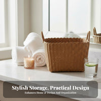 Plastic Woven storage container adaptable Woven Plastic storage container Easy to Clean for Closet