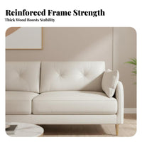 Curved 3-Seater Sofa Cream cream Living Room Furniture Light Luxury aesthetic Couch for Apartment Dwellers, Young Adults, Studio Flat, Lounge Area, Office