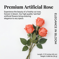 Lifelike Faux Rose Flowers for Decor, Artificial Flowers with Stem, Fake Roses for Party Decoration, Silk Flower Bouquet, Rose Flowers 8cm Head