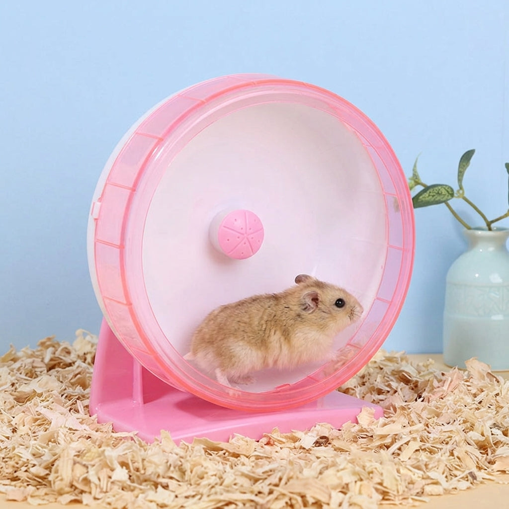 Silent Hamster Wheel with Stand, 11cm Hamster Wheel for Dwarf Hamsters and Gerbils, Sturdy Exercise Tool for Small Rodents and Cage Accessories