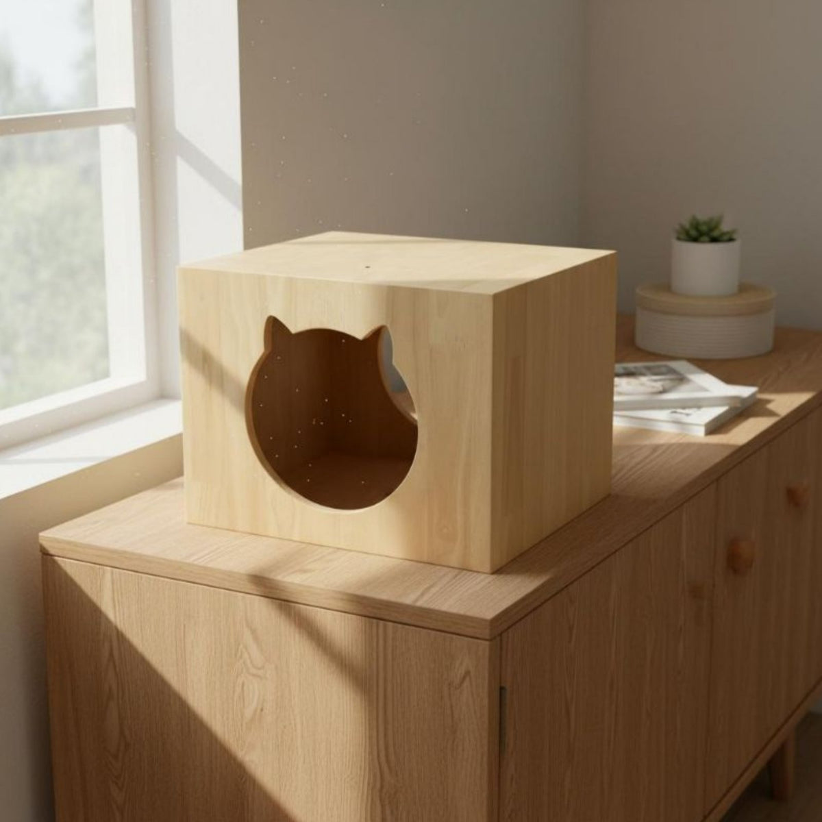 DIY Feline Climbing Structure Component Solid Wood Construction Wooden Feline Climbing Structure Perch and Sturdy for Catteries