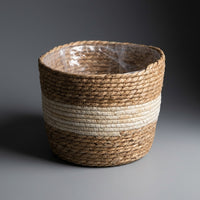 Home Decoration Wicker Plant Pots for Indoor Display, Horizontal Stripe Flower Pots and Storage Basket, Boho Decor Plant Basket, Rustic Decor