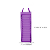 Oxford Cloth 12-Slot Hanging Organizer Metal Hooks PVC Pocket Storage Bag Strap Hanger Wall Hanging Storage Organizer Vertical Pockets