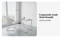 Foldable Design Clear Folding Table Space-Saving Portable Desk Transparent Top Workstation Multi-Purpose for Students, Apartment Dwellers, Remote Workers, Small Spaces, Study, Bedroom, Living Room