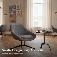 Upholstered Barrel Chair Nordic Design Indoor Furniture Golden Metal Legs for Interior Designers, Business Owners, Cafe, Reception Area, Living Room